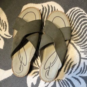 Eddie Bauer cross strap cork sandals